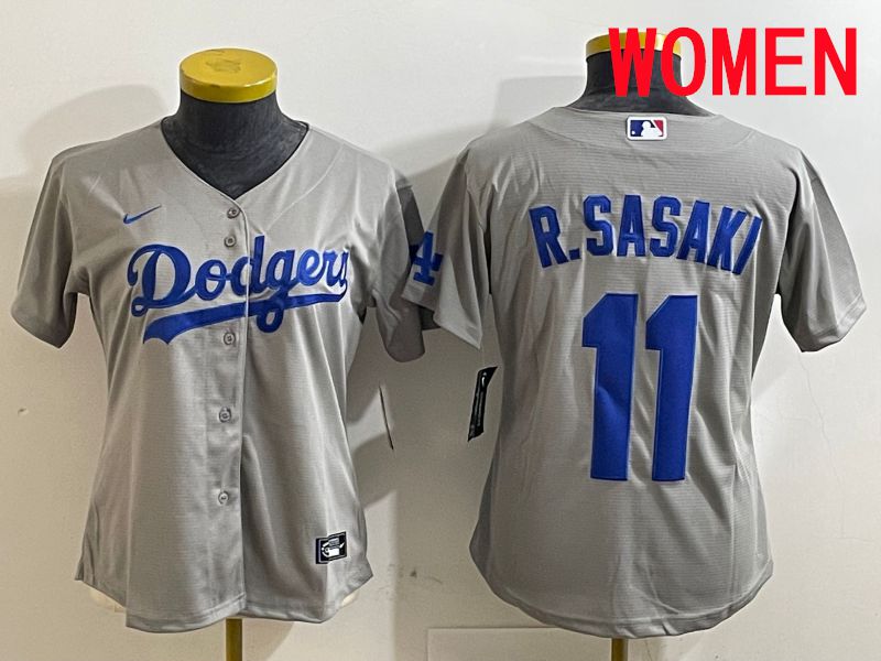 Women Los Angeles Dodgers 11 R.Sasaki Grey Game 2025 Nike MLB Jersey style 2